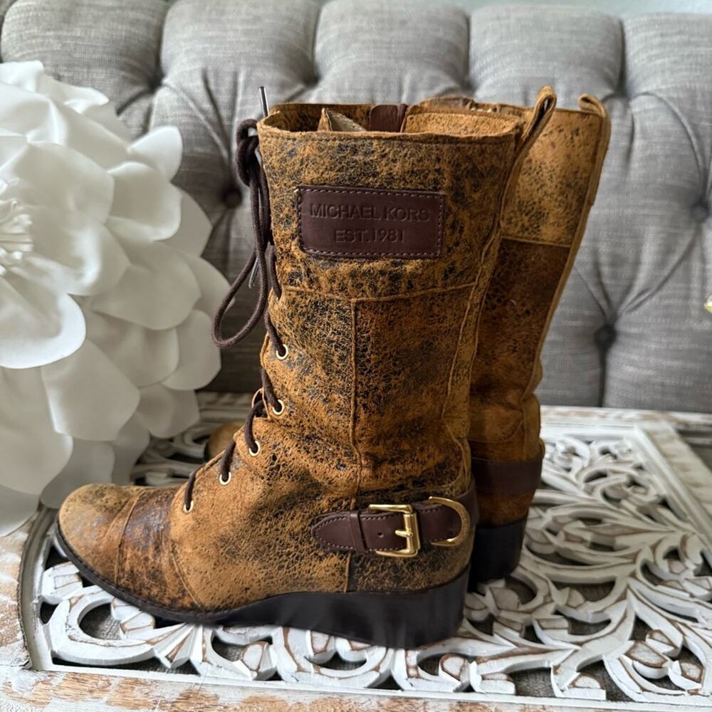 Michael Kors Lace Up Side Zip Boots Women’s 8.5 - Picture 9 of 13